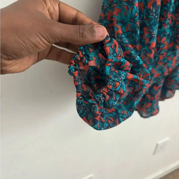 Entro Women's Floral Peplum Blouse M V-Neck Long Sleeve Boho Cottagecore Top - Picture 9 of 13